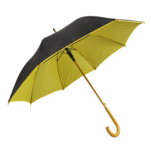 Parapluies automatiques à logo personnalisé à deux couches, parapluie pour filles à manche en bois personnalisé jaune et noir